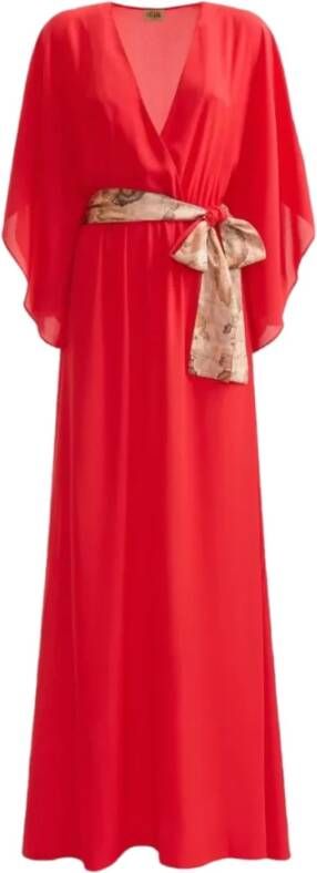 Alviero Martini 1a Classe Kimono Stijl Jurk met Riem Red Dames