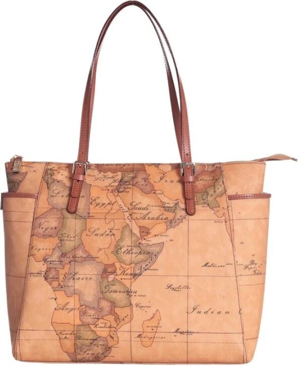 Alviero Martini 1a Classe Klassieke Geo Print Schouder Shopping Tas Brown Dames