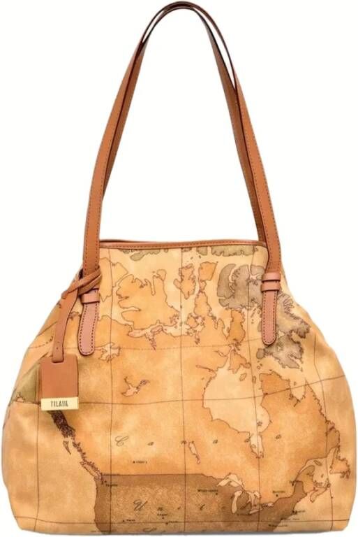 Alviero Martini 1a Classe Klassieke Geo Print Schoudertas Brown Dames