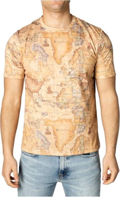 Alviero Martini 1a Classe Beige Bedrukt T-shirt met korte mouwen Beige Heren