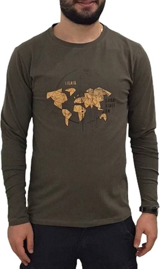 Alviero Martini 1a Classe T-shirt met lange mouwen op 2801 Ui56 Groen Heren