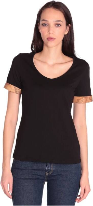 Alviero Martini 1a Classe Zwart katoenen ronde hals t-shirt Black Dames
