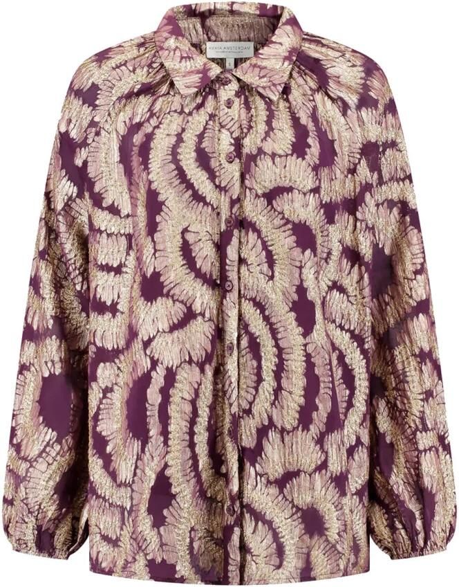 Amaya Amsterdam Droom Lange Mouw Blouse Purple Dames - Foto 5