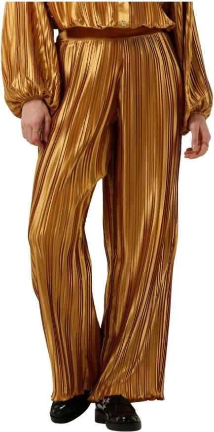 AMAYA AMSTERDAM Dames Broeken Abby Plisse Pants Goud - Foto 5