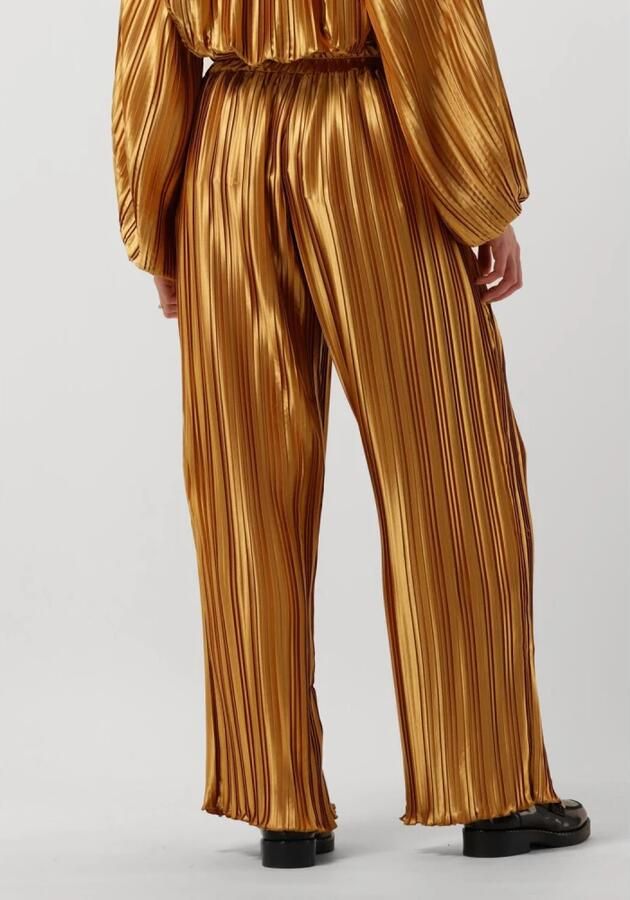 AMAYA AMSTERDAM Dames Broeken Abby Plisse Pants Goud - Foto 3