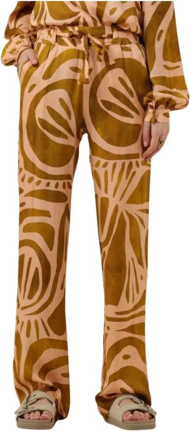 Amaya Amsterdam Groene Peach Print Wijde Broek Green Dames - Foto 3
