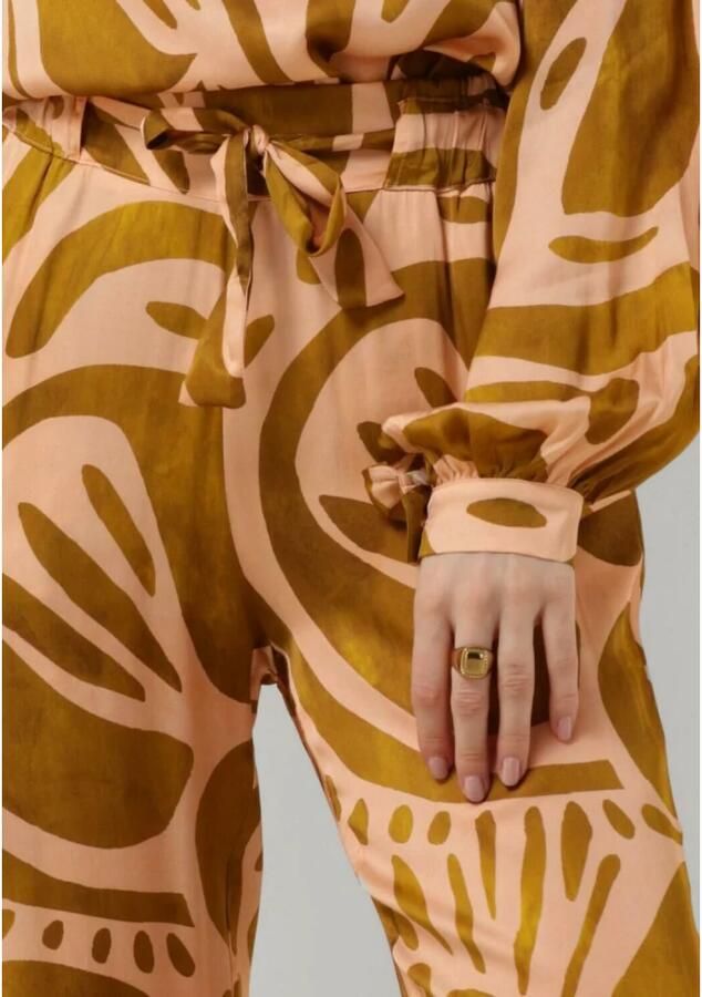 Amaya Amsterdam Groene Peach Print Wijde Broek Green Dames