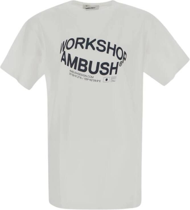 Ambush Draai het T-shirt van het logo Wit Heren