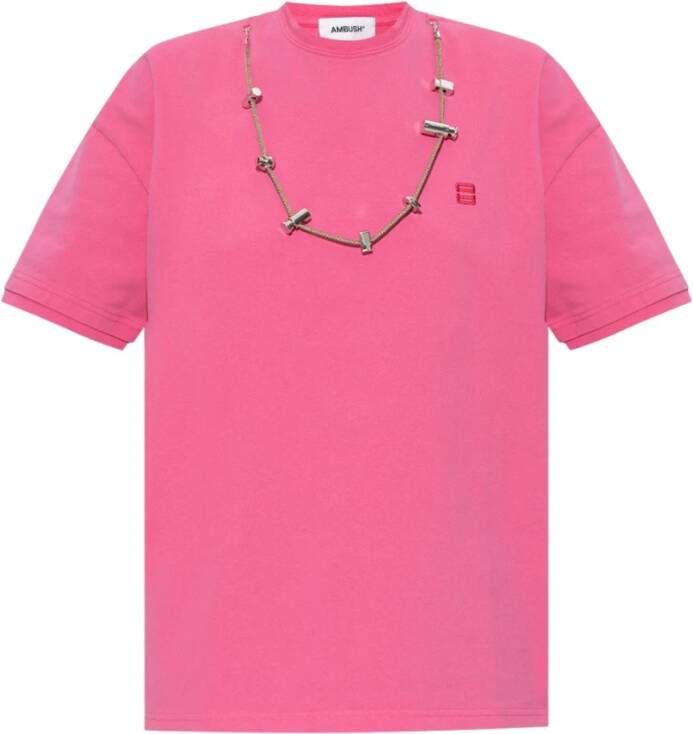 Ambush Roze katoenen oversized t-shirt Roze Dames