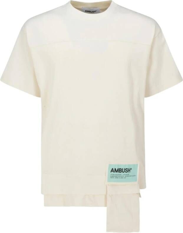 Ambush Asymmetrisch logo-patch T-shirt Wit Heren