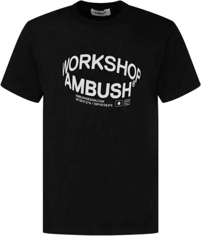 Ambush Zwart en wit katoenen Revolve logo print T-shirt Zwart Heren