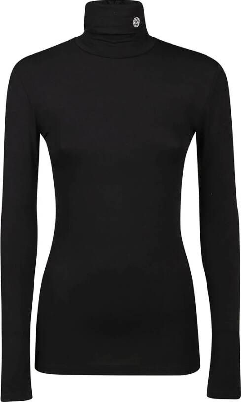 Ambush Zwart stretch viscose t-shirt Zwart Dames