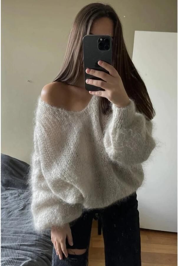 American Dreams Milana ls Mohair gebreide trui Beige Dames - Foto 3