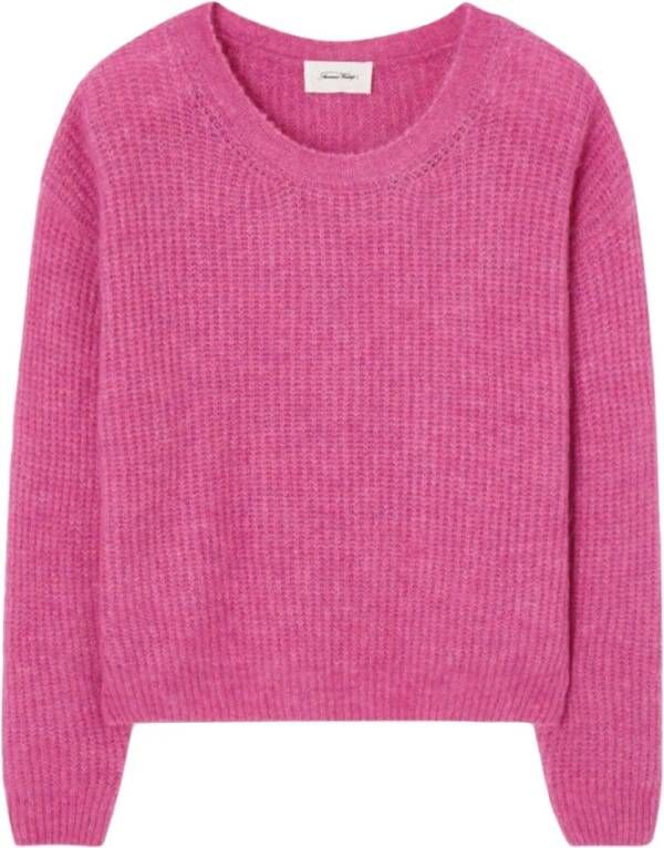 American vintage Ronde hals gekweek Roze Dames