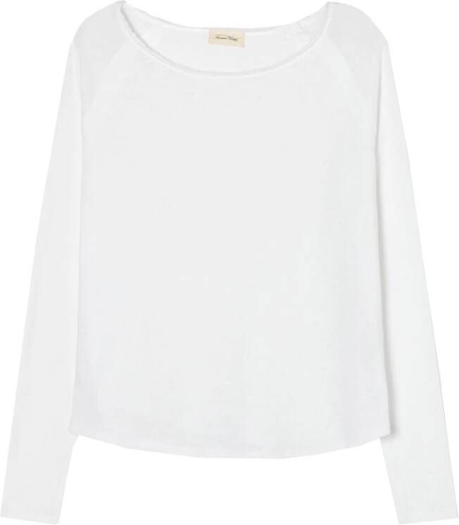 American vintage Raglan Longsleeve U-Hals White Dames