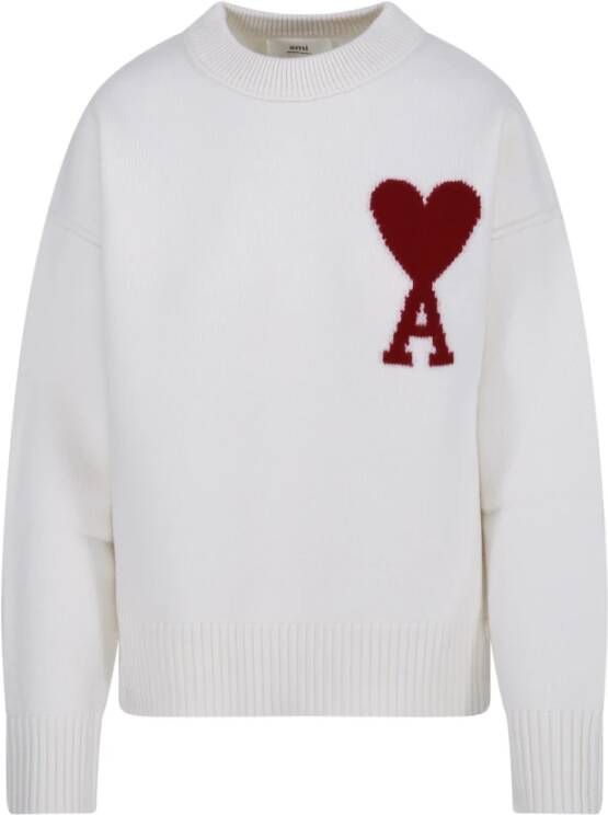 Ami Paris 154 Off White Red Sweatshirt Wit Dames