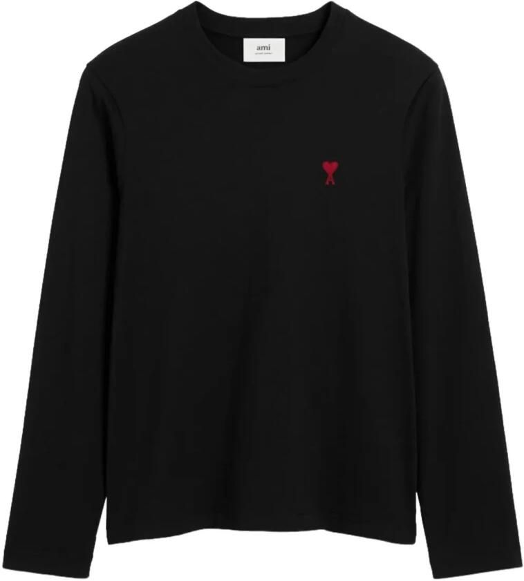 Ami Paris Biologisch Katoenen Longsleeve T-shirt Black