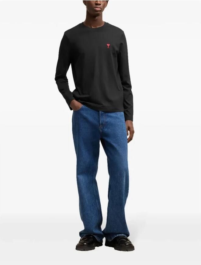 Ami Paris Biologisch Katoenen Longsleeve T-shirt Black - Foto 3