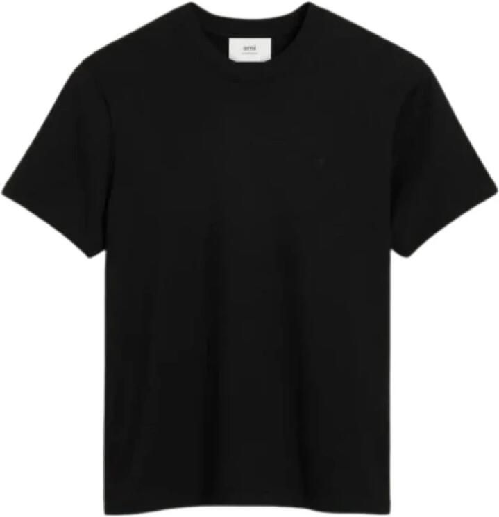 Ami Paris Effen T-shirt met korte mouwen en ronde hals Black Heren