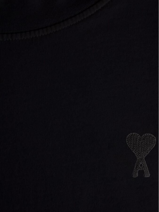 Ami Paris Effen T-shirt met korte mouwen en ronde hals Black Heren