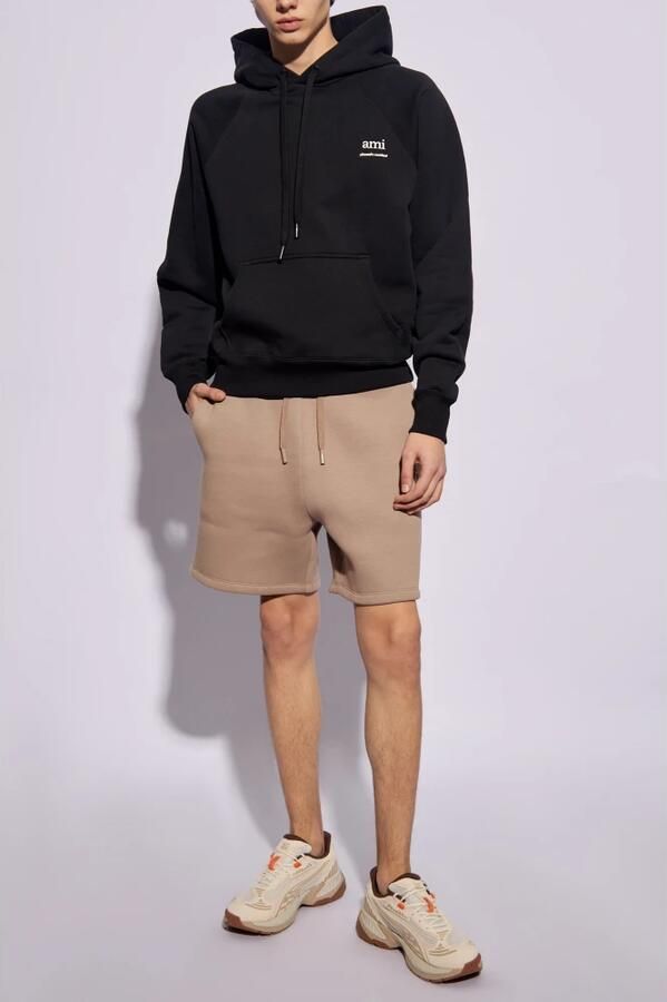 Ami Paris Hoodie met Raglanmouwen en Kangoeroezak Black - Foto 4