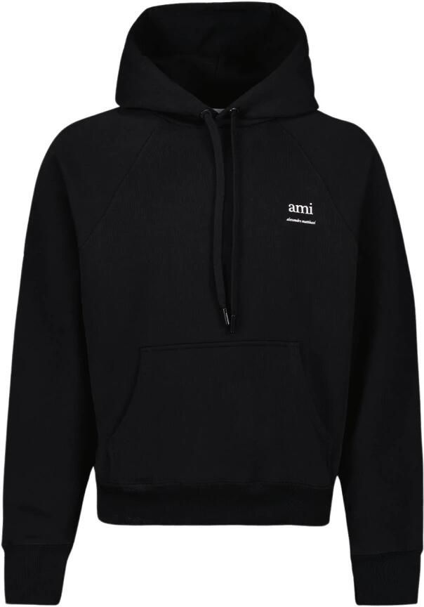 Ami Paris Hoodie met Raglanmouwen en Kangoeroezak Black - Foto 7