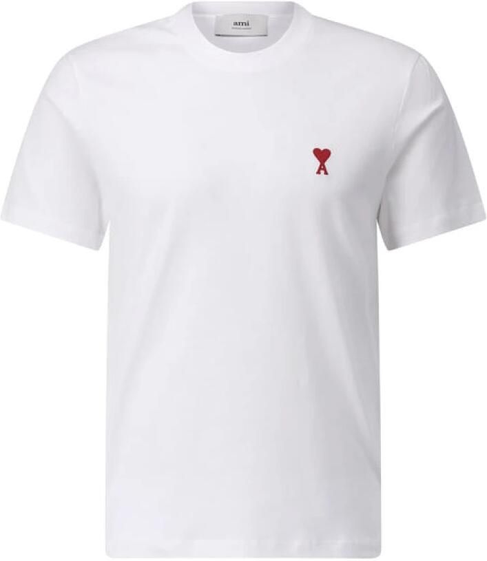 Ami Paris Logo T-shirt Klassiek Katoenen T-shirt White Heren