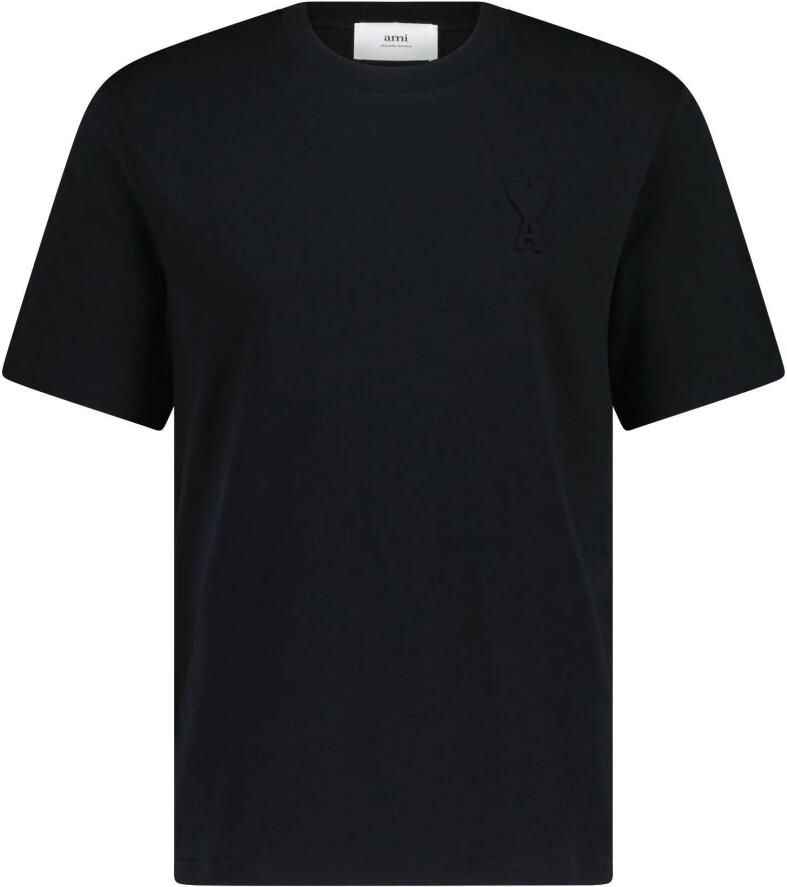 Ami Paris Logo T-shirt Klassieke pasvorm Zacht katoen Black Heren