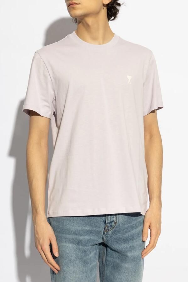 Ami Paris Logo T-shirt Klassiek Katoenen T-shirt Gray Heren - Foto 5