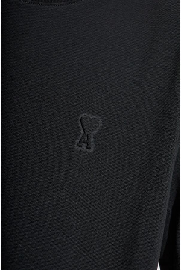 Ami Paris Logo T-shirt Klassieke pasvorm Zacht katoen Black Heren