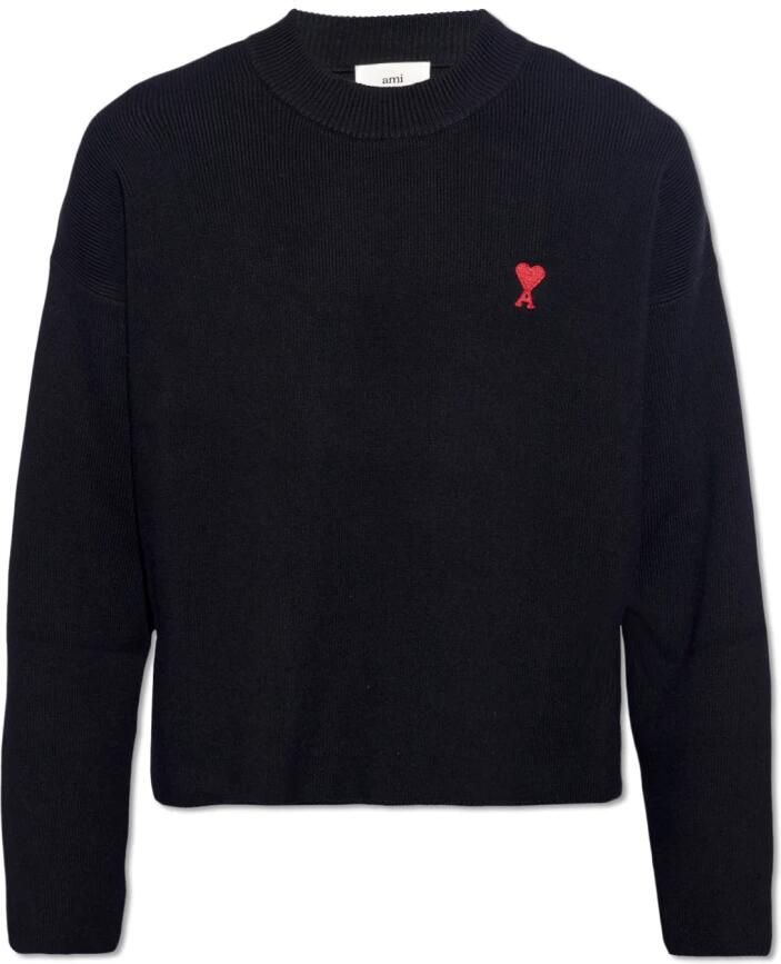 Ami Paris Casual Zwarte Katoenen Sweater Black Dames