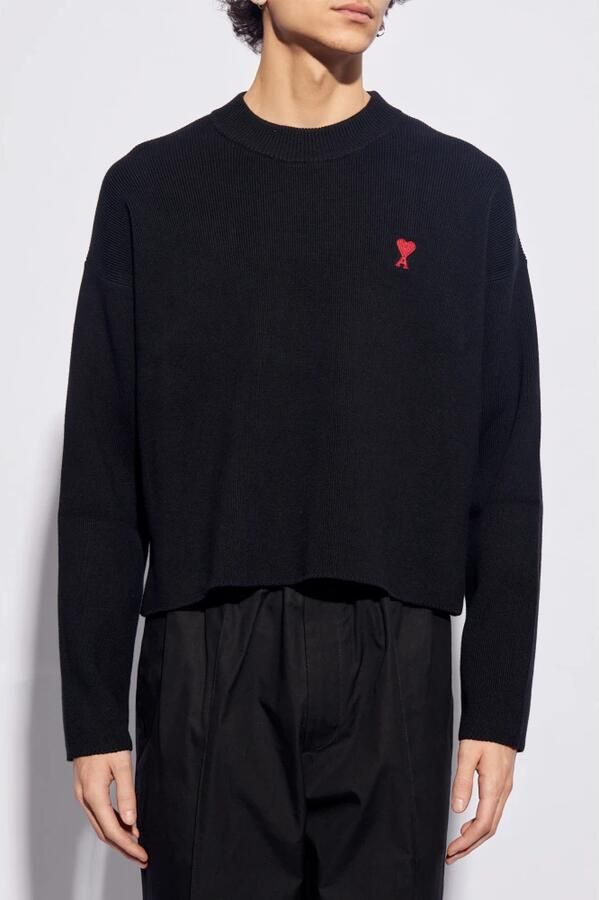 Ami Paris Casual Zwarte Katoenen Sweater Black Dames - Foto 4