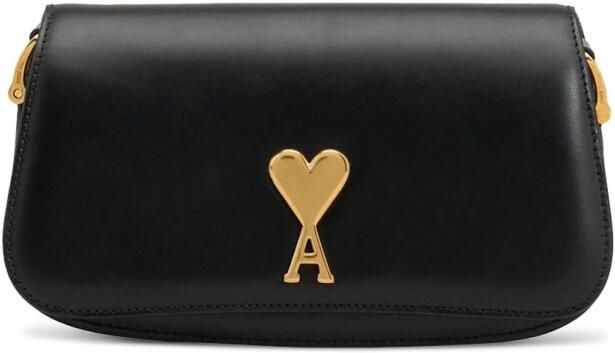 Ami Paris Zwarte Leren Schoudertas met Gouden Hardware Black Dames - Foto 8