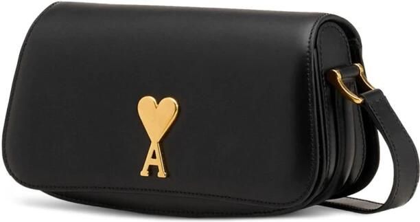 Ami Paris Zwarte Leren Schoudertas met Gouden Hardware Black Dames - Foto 10