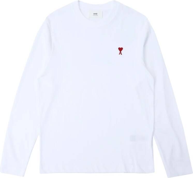 Ami Paris Biologisch Katoenen Boxy LS T-shirt White Heren
