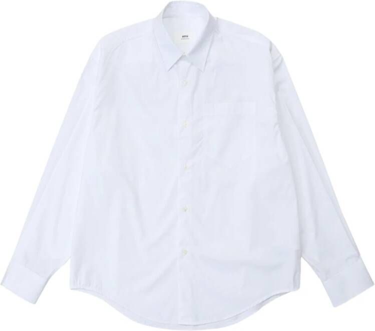 Ami Paris Boxy Fit Katoenen Poplin Overhemd White Heren