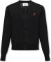 Ami Paris Zwarte Gebreide Cardigan met Geborduurd Logo Black Heren - Thumbnail 1