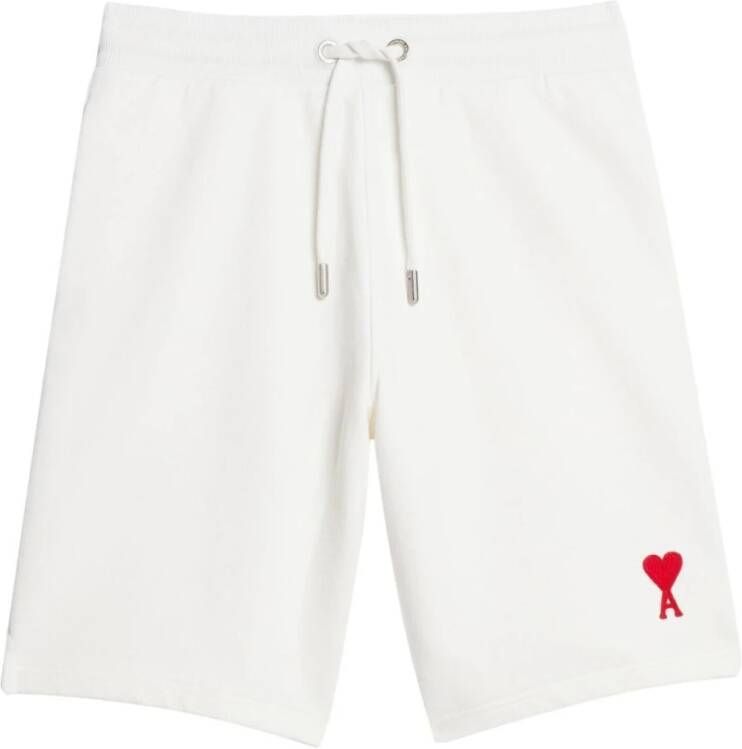 Ami Paris Rode Logo Casual Shorts voor Heren White Heren