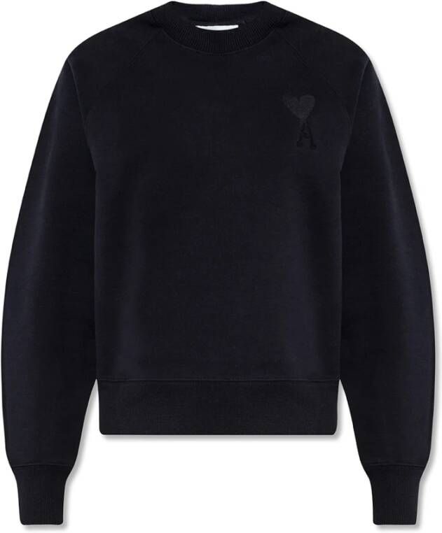 Ami Paris Cotton Sweatshirt With Logo Zwart