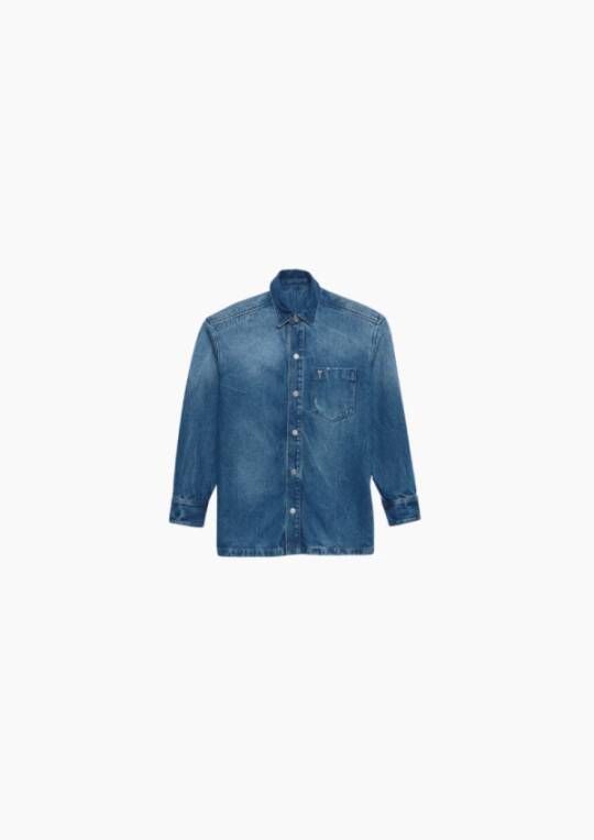 Ami Paris Denim Oversized Shirt Blauw Heren
