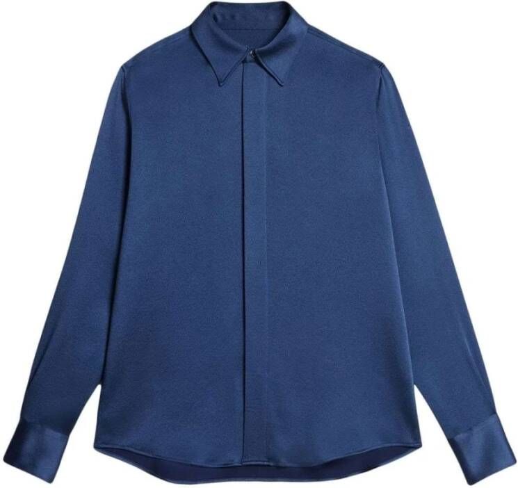 Ami Paris Donkerblauwe Satijnen Shirt Blauw Dames