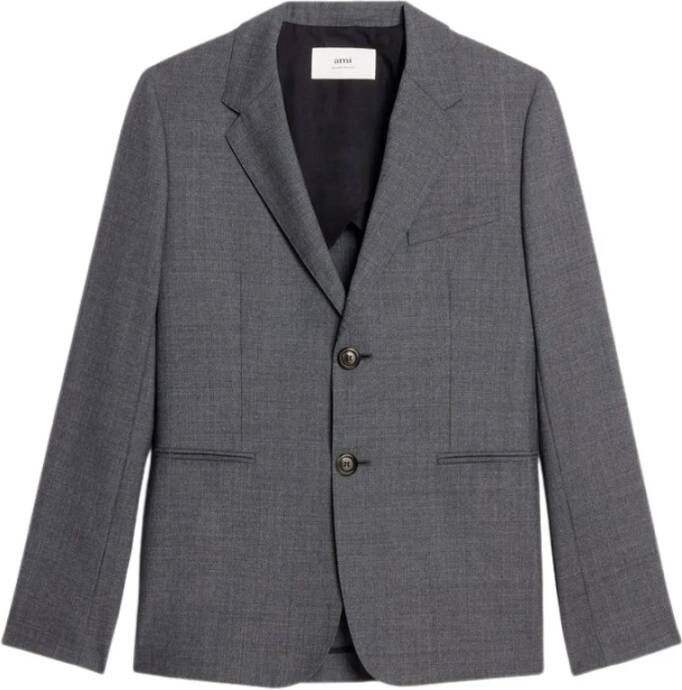 Ami Paris Klassieke pasvorm wollen viscose jas Gray Heren