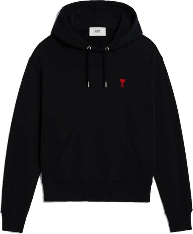 Ami Paris Black Tonal Ami de Coeur Hoodie Black