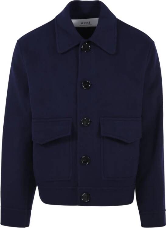 AMI Paris Jack met klassieke kraag Blauw