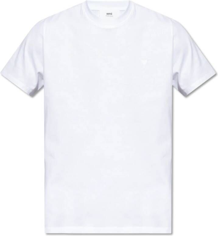 Ami Paris Effen T-shirt met korte mouwen en ronde hals White