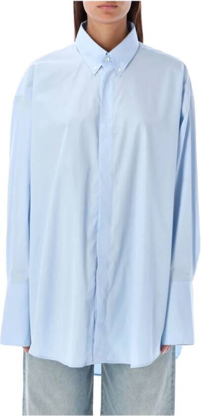 Ami Paris Lichtblauwe Oversized Shirt Aw23 Blue Dames