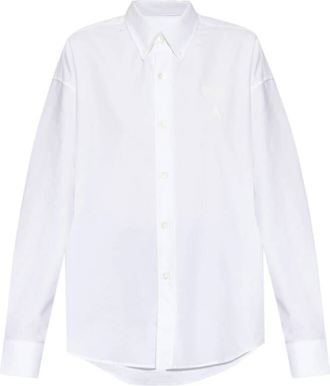 Ami Paris Tonal Logo Geborduurd Overhemd White