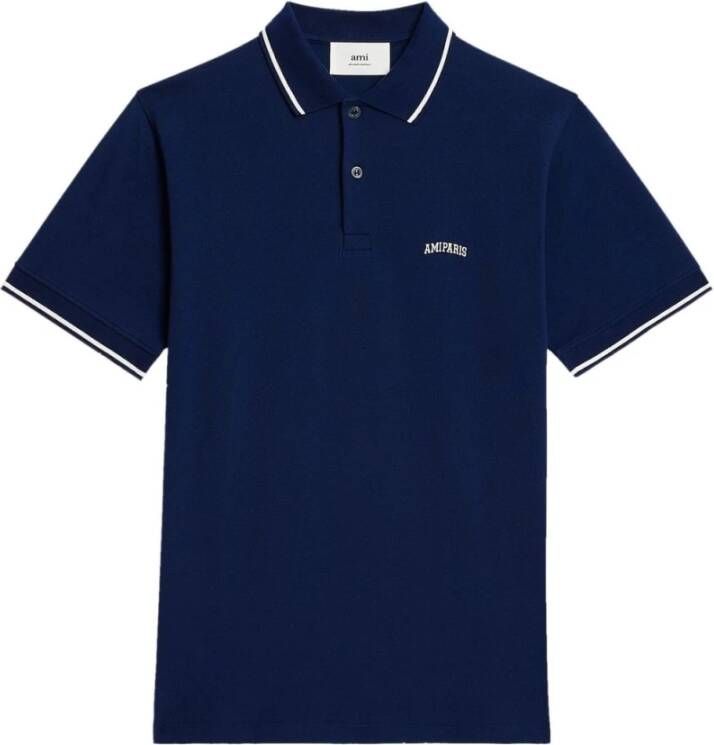Ami Paris Polo Shirts Blauw Heren