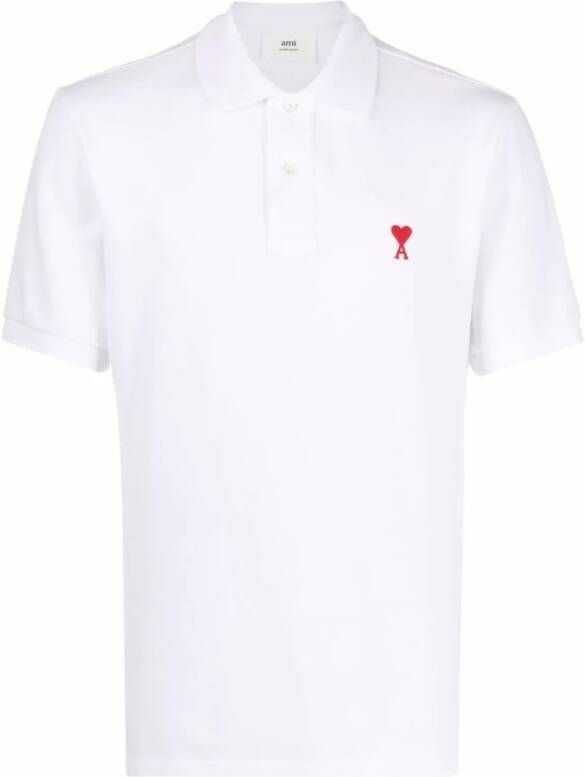 Ami Paris Polo Shirts Wit Heren