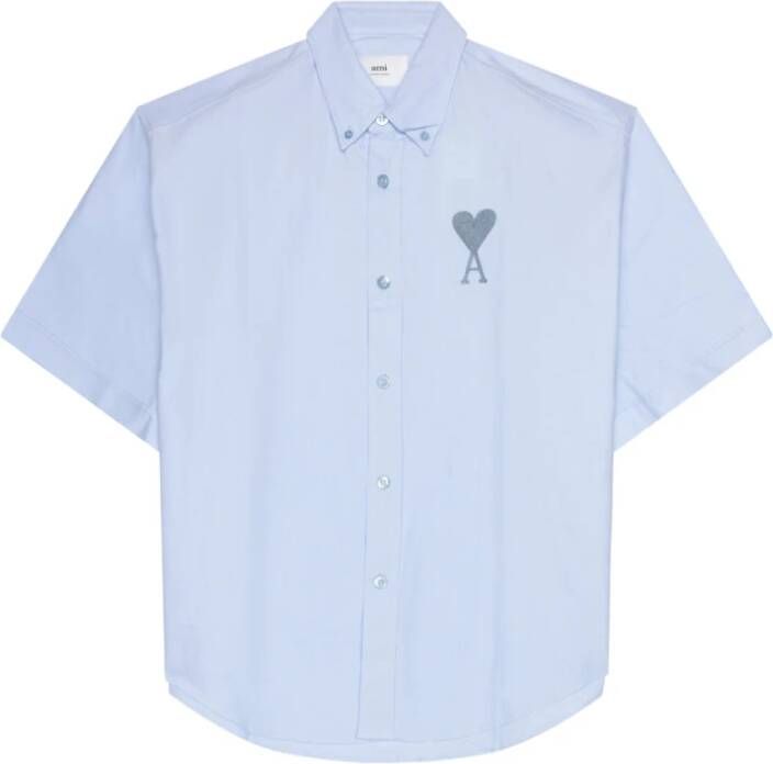 Ami Paris Short Sleeve Shirts Blauw Heren